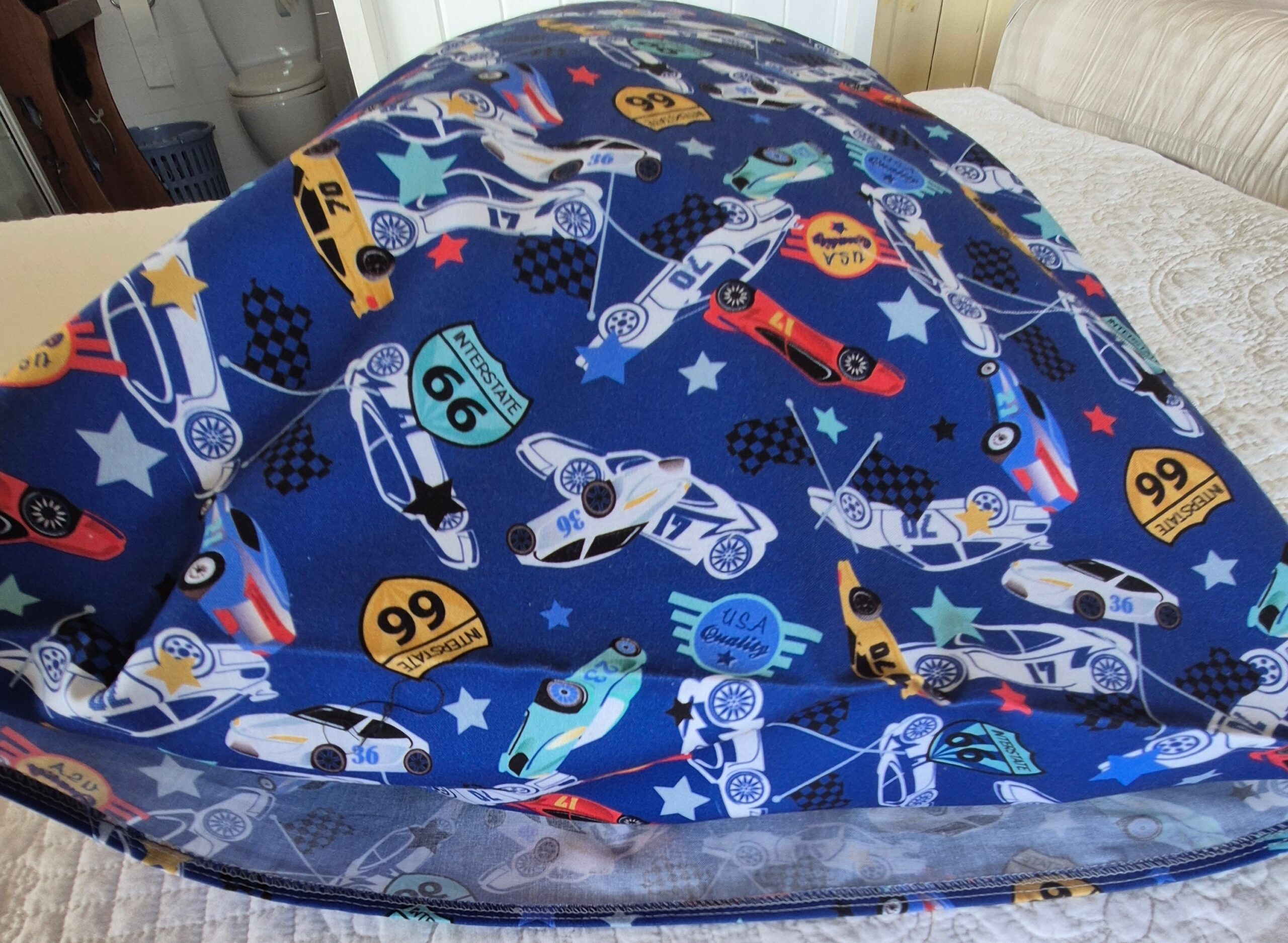 Pillowcase- Blue with Racing Cars - Image 4